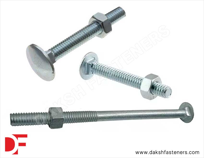 Cup Square Bolts M6 Zinc Plated / Carriage Bolts Manufacturers Exporters Suppliers in India Ludhiana