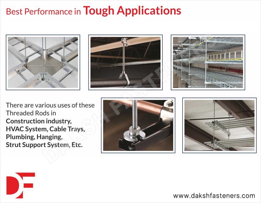 Threaded Rods 4.8, 5.8, 6.8, 8.8, 10.9, A307, Gr55, B7 Threaded Rods Manufacturers Exporters Suppliers in India Ludhiana